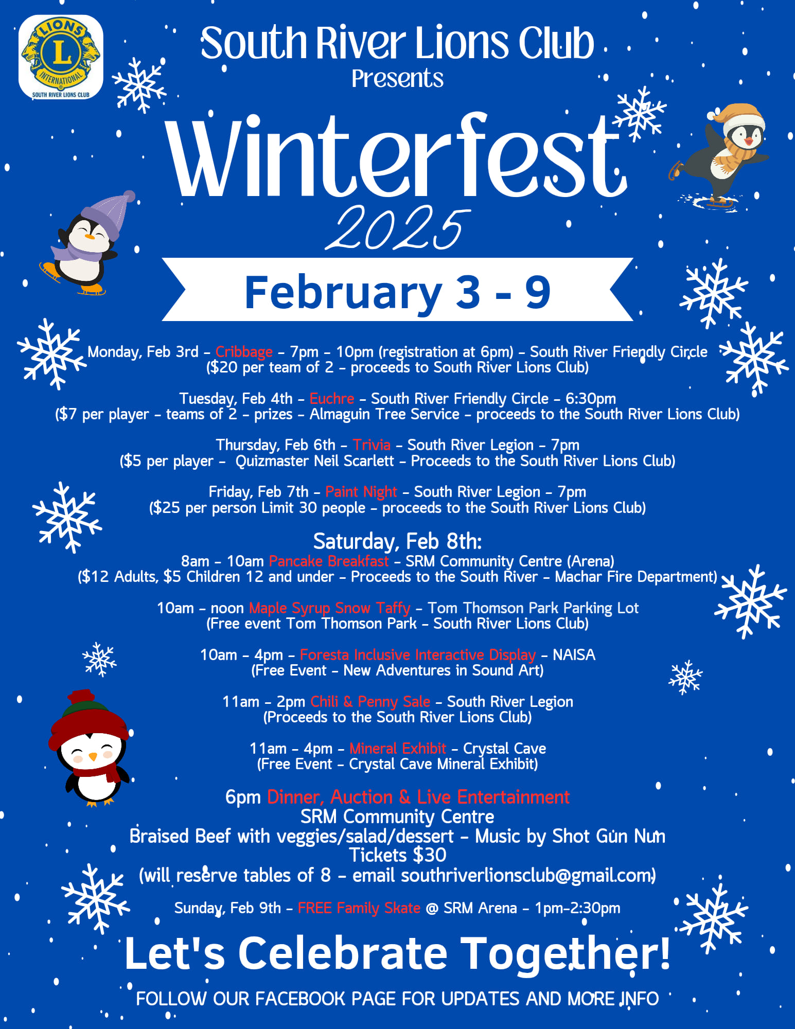 Lions Club Winterfest Schedule of events poster image